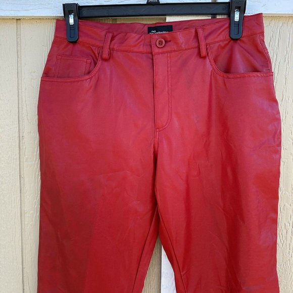 Vintage Y2K No Boundaries Red Faux Leather PVC Bootcut Pants Junior’s Size 13 - Picture 3 of 6